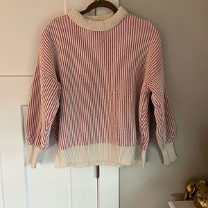 Aerie Pink and Cream Knit Sweater